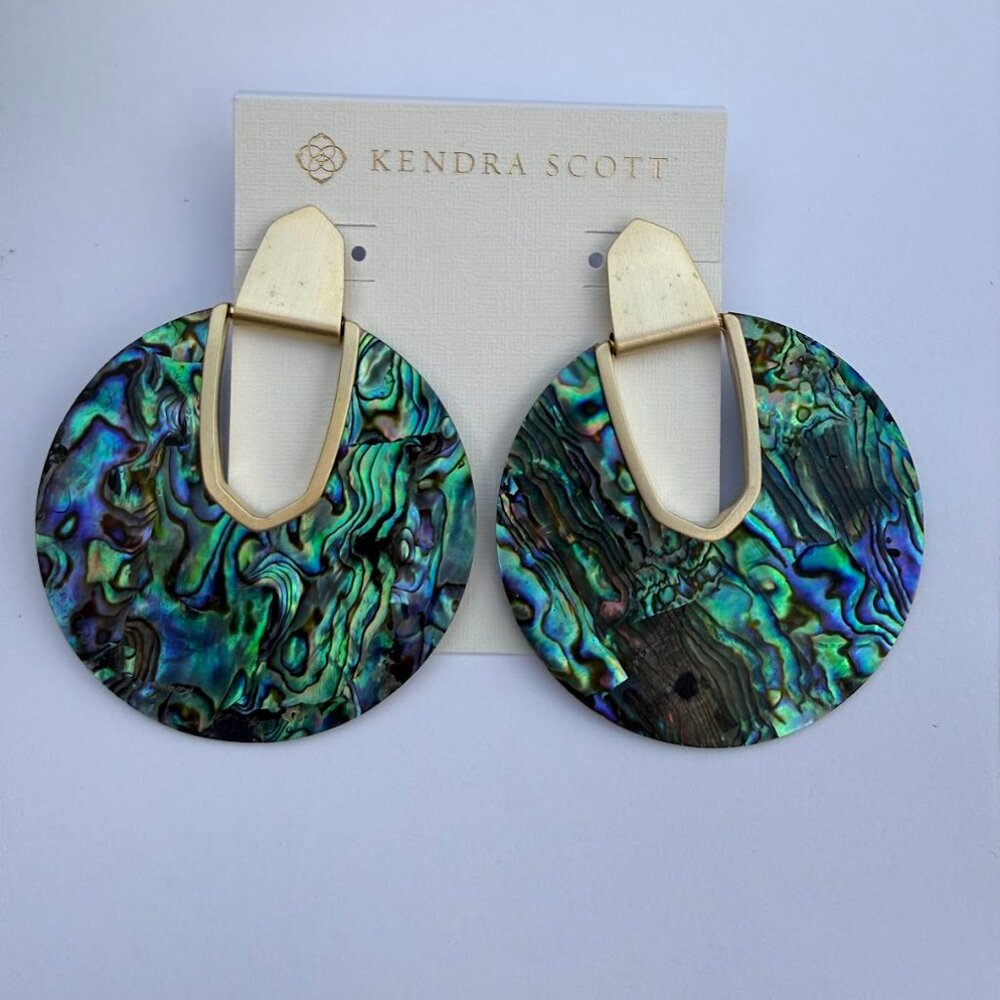 Kendra Scott Diane Abalone Shell Statement Earrin… - image 1